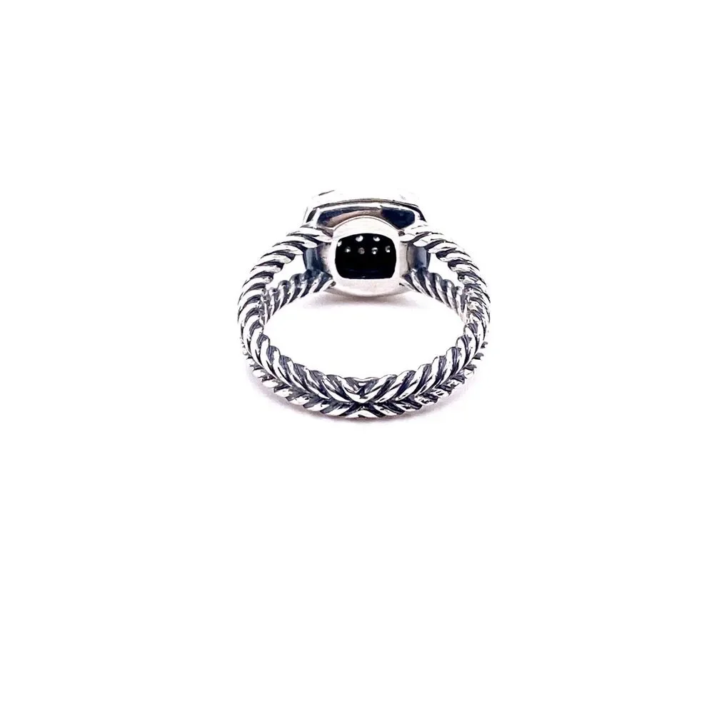 David Yurman Sterling Silver petite Albion w/diamonds ring Size 9